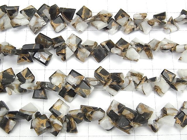 [Video]Copper Calcite Obsidian AAA Rough Slice Faceted half or 1strand beads (aprx.5inch/13cm)