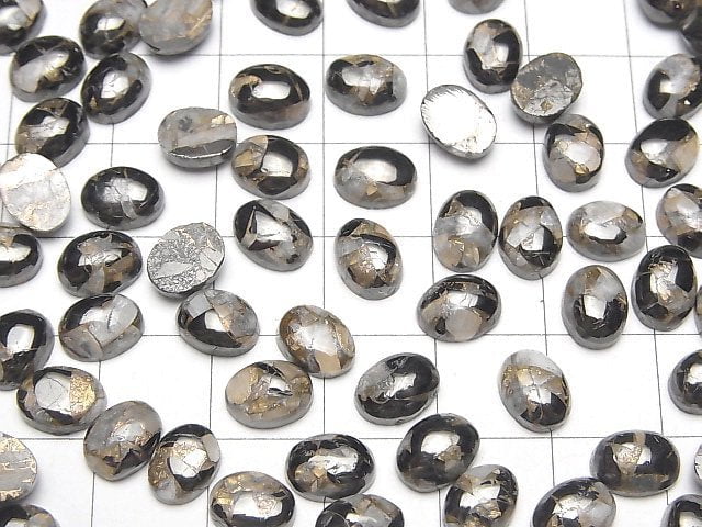 [Video]Copper Calcite Obsidian AAA Oval Cabochon 8x6mm 5pcs