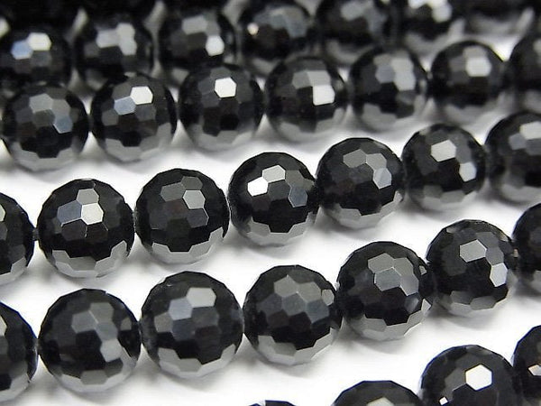 [Video]High Quality! Tibetan Morion Crystal Quartz AAA 128Faceted Round 8mm half strand/1beads (aprx.15inch/37cm)