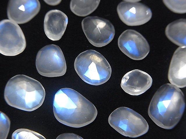 [Video] High Quality Royal Blue Moonstone AAA- Undrilled Freeform Single Sided Rose Cut 5pcs