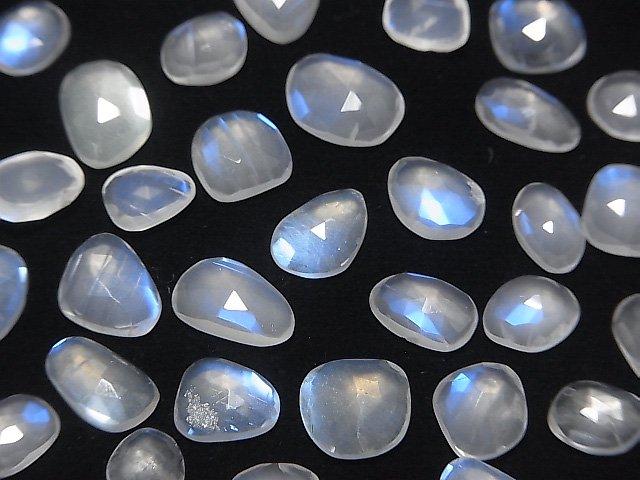 [Video] High Quality Royal Blue Moonstone AAA- Undrilled Freeform Single Sided Rose Cut 5pcs