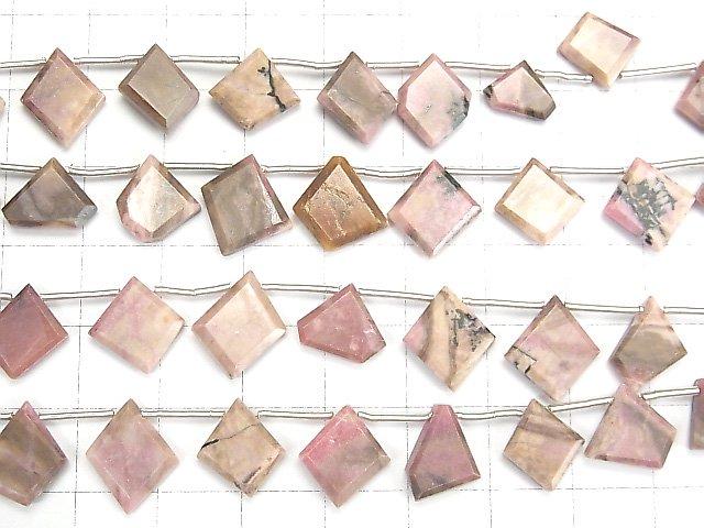 [Video] High Quality! Rhodonite AA Rough Slice Faceted 1strand (14pcs)