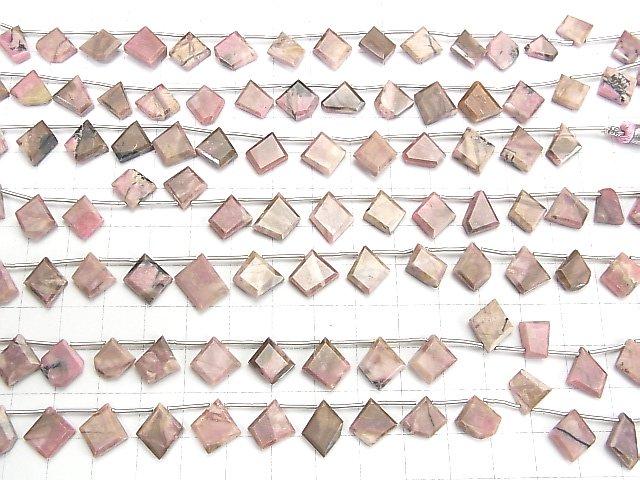 [Video] High Quality! Rhodonite AA Rough Slice Faceted 1strand (14pcs)