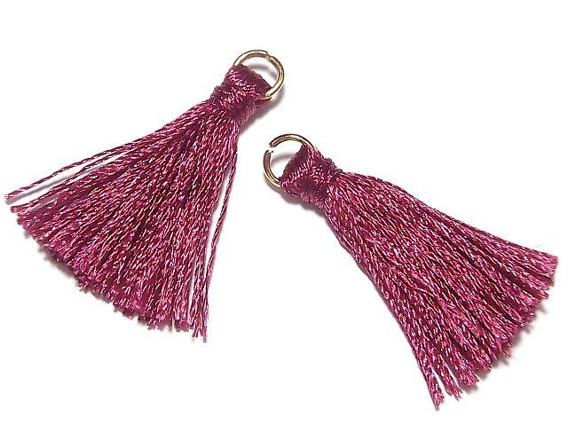 Tassel charm with Ring [S size] Purple red 10pcs