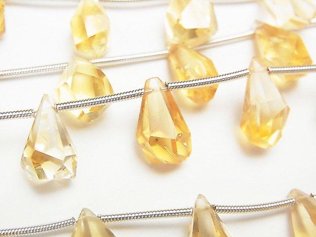 [Video] High Quality Citrine AAA Rough Drop Faceted Briolette 1strand (9pcs)