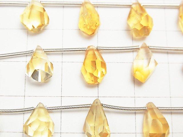 [Video] High Quality Citrine AAA Rough Drop Faceted Briolette 1strand (9pcs)