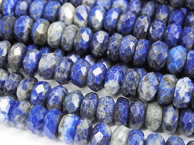 [Video] High Quality! Lapislazuli AA Faceted Button Roundel 8x8x4.5mm 1strand beads (aprx.15inch / 37cm)