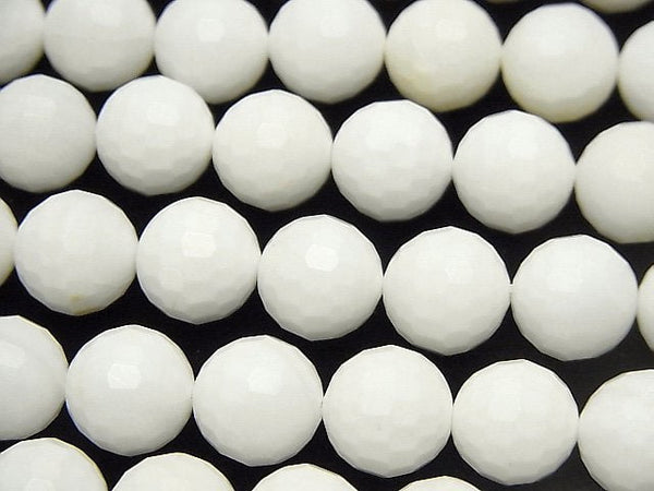[Video] High Quality! White Shell 128Faceted Round 10mm 1strand beads (aprx.15inch / 36cm)