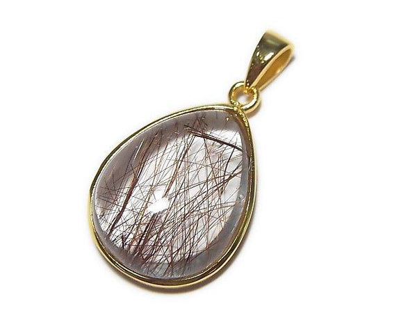 [Video] [One of a kind] Brown Rutilated Quartz AAA Pendant Silver925 18KGP NO.3
