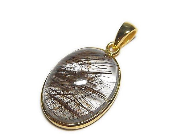 [Video] [One of a kind] Brown Rutilated Quartz AAA Pendant Silver925 18KGP NO.6