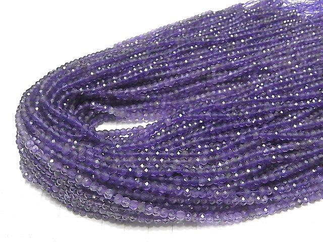 [Video] High Quality! Amethyst AA++ Faceted Button Roundel 3.5x3.5x3mm 1strand beads (aprx.15inch / 37cm)