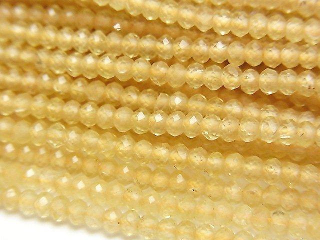 [Video] High Quality! Yellow Apatite AA Faceted Button Roundel 2.5x2.5x1.5mm 1strand beads (aprx.15inch / 37cm)