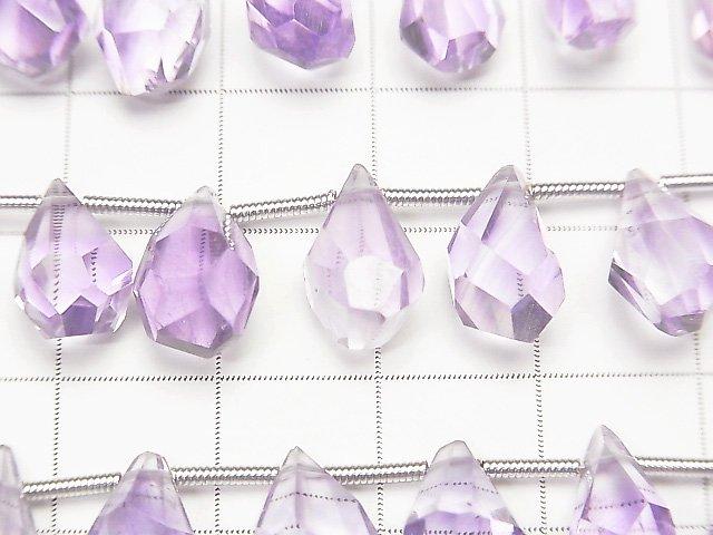 [Video] High Quality Light Color Amethyst AAA- Rough Drop Faceted Briolette half or 1strand beads (aprx.7inch / 18cm)