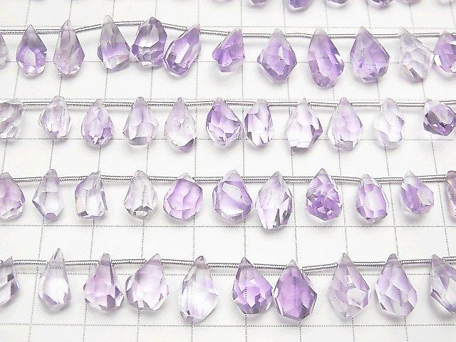 [Video] High Quality Light Color Amethyst AAA- Rough Drop Faceted Briolette half or 1strand beads (aprx.7inch / 18cm)