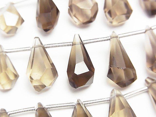 [Video] High Quality Smoky Quartz AAA Rough Drop Faceted Briolette half or 1strand beads (aprx.7inch / 18cm)