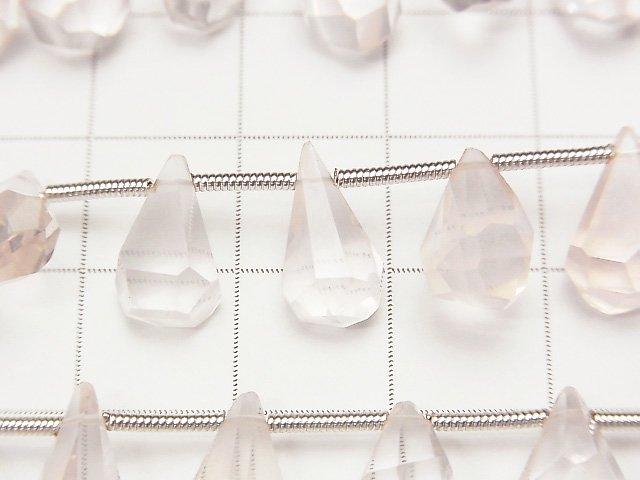 [Video] High Quality Rose Quartz AAA Rough Drop Faceted Briolette half or 1strand beads (aprx.7inch / 18cm)