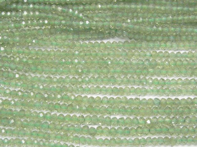 [Video] High Quality! Green Apatite AA++ Faceted Button Roundel 3x3x2mm 1strand beads (aprx.15inch / 38cm)