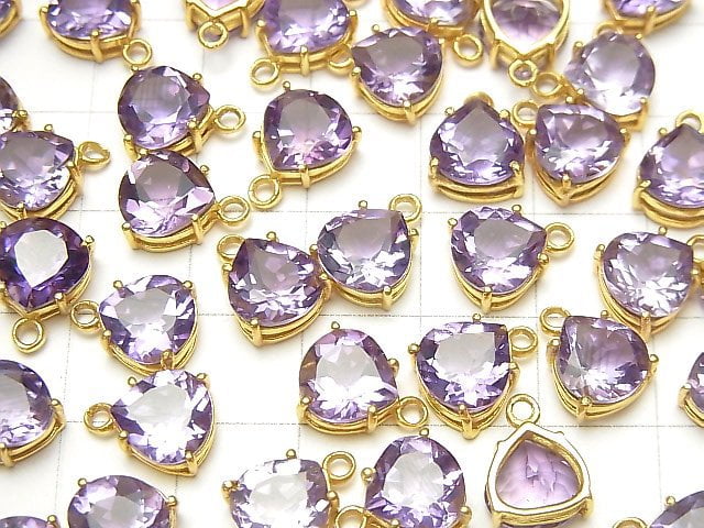 [Video] High Quality Amethyst AAA Bezel Setting Chestnut Faceted 8x8mm 18KGP 2pcs