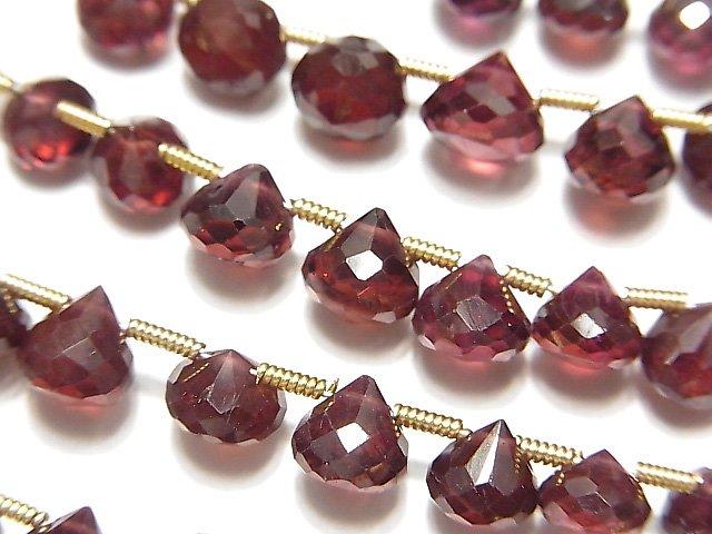 [Video] High Quality Mozambique Garnet AAA Onion Faceted Briolette 1strand beads (aprx.7inch / 19cm)