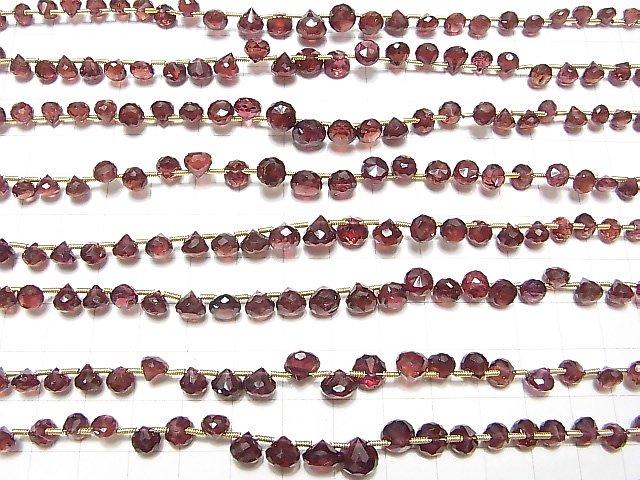 [Video] High Quality Mozambique Garnet AAA Onion Faceted Briolette 1strand beads (aprx.7inch / 19cm)