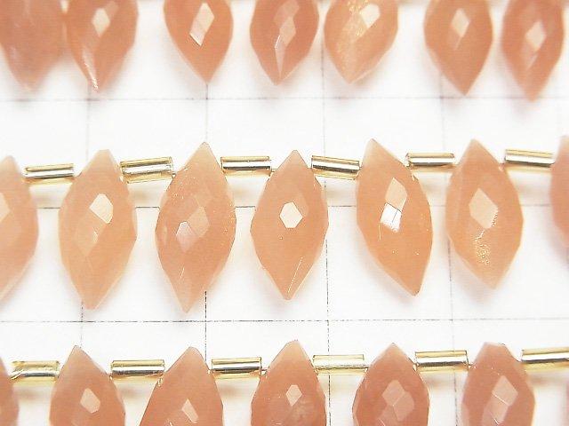 [Video] High Quality Orange Moonstone AAA Marquise Rice Faceted Briolette half or 1strand beads (aprx.5inch / 13cm)