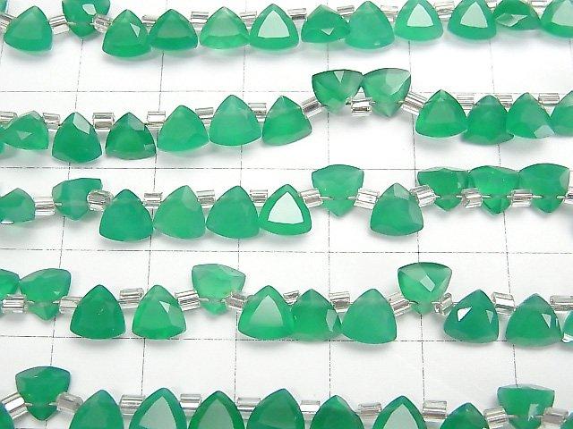 [Video] High Quality Green Onyx AAA Triangle Faceted 6x6mm 1strand (28pcs)