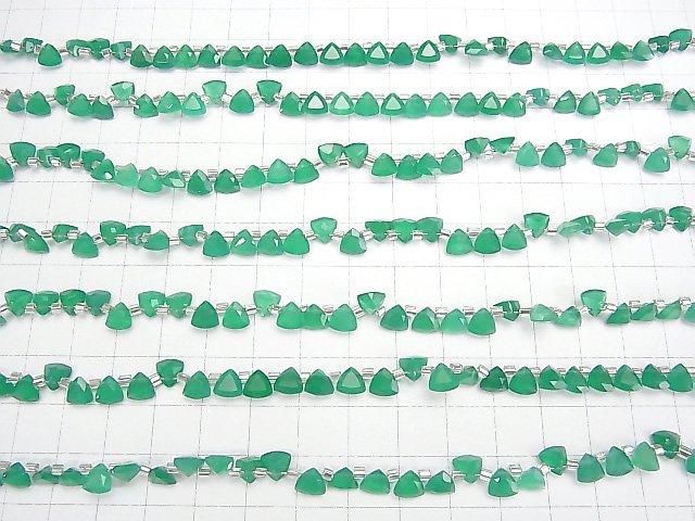 [Video] High Quality Green Onyx AAA Triangle Faceted 6x6mm 1strand (28pcs)