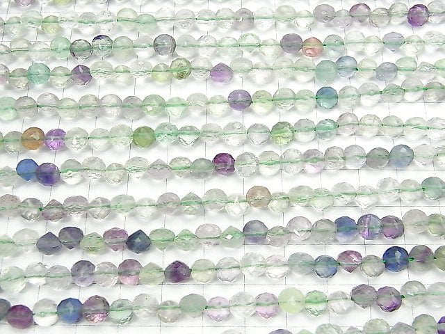 [Video] High Quality! Multi color Fluorite AA++ Onion Faceted Briolette 6x6x6mm half or 1strand beads (aprx.15inch/36cm)