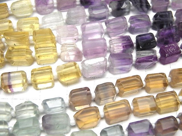 [Video] Multi-color Fluorite AA++ Faceted Nugget 1strand beads (aprx.12inch/30cm)