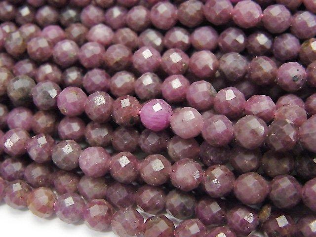 [Video] High Quality! Ruby AA Faceted Round 4mm 1strand beads (aprx.15inch / 37cm)