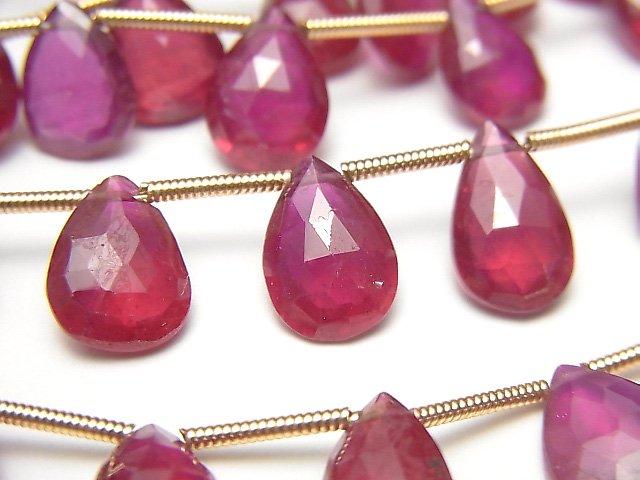 [Video] High Quality Ruby AAA- Pear shape Faceted Briolette 1strand beads (aprx.6inch / 16cm)