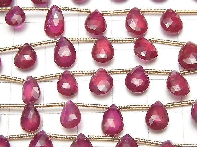 [Video] High Quality Ruby AAA- Pear shape Faceted Briolette 1strand beads (aprx.6inch / 16cm)