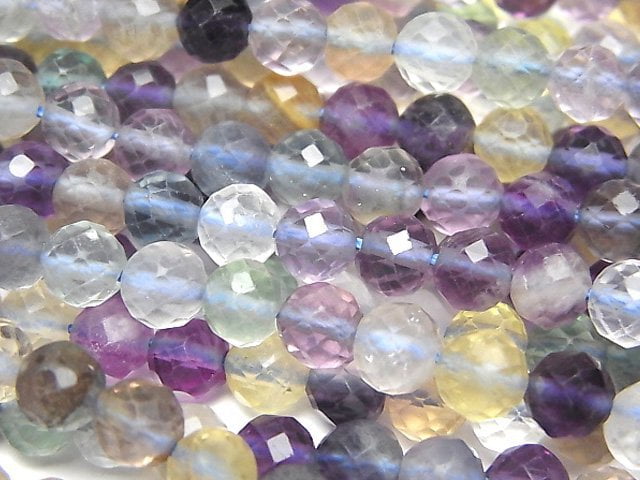 [Video]High Quality! Multicolor Fluorite AA++ Faceted Round 6mm 1strand beads (aprx.15inch/37cm)