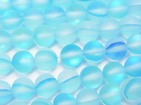 [Video]Frost Aqua Blue Luna Flash Round 6mm 1strand beads (aprx.15inch/36cm)