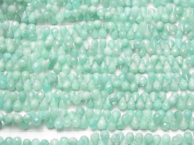 [Video]Amazonite AA+ Drop Faceted Briolette half or 1strand beads (aprx.7inch/18cm)