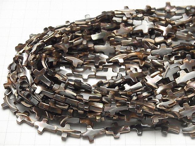 [Video] Mother of Pearl MOP Brown Cross 16x10mm 1strand beads (aprx.15inch / 37cm)
