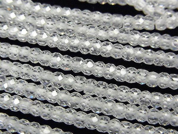 [Video] High Quality! Cubic Zirconia AAA Faceted Button Roundel 3x3x2mm [White] 1strand beads (aprx.15inch / 36cm)