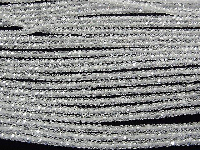 [Video] High Quality! Cubic Zirconia AAA Faceted Button Roundel 3x3x2mm [White] 1strand beads (aprx.15inch / 36cm)