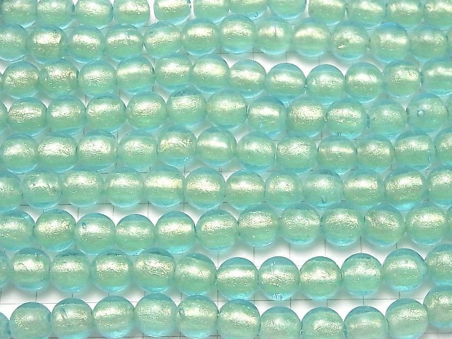 [Video] Lampwork Beads Round 12mm [Gold powder x Blue] 1strand beads (aprx.8inch / 20cm)