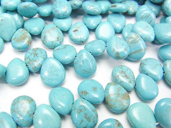[Video] Magnesite Turquoise Pear shape 10x8x4mm 1strand beads (aprx.9inch / 22cm)