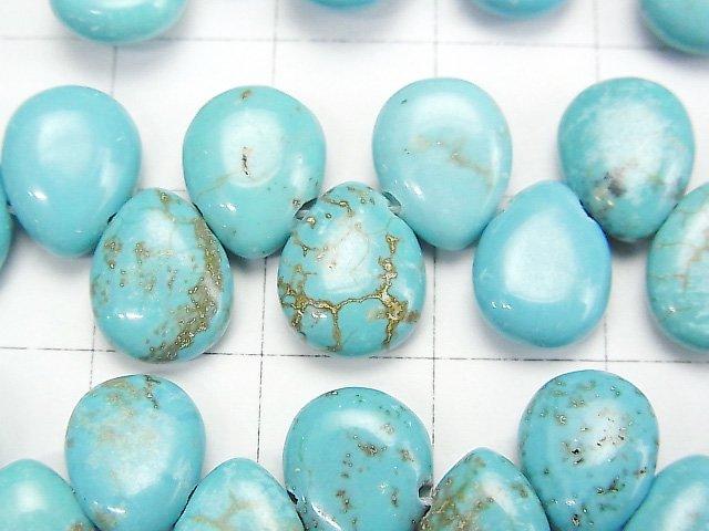 [Video] Magnesite Turquoise Pear shape 10x8x4mm 1strand beads (aprx.9inch / 22cm)