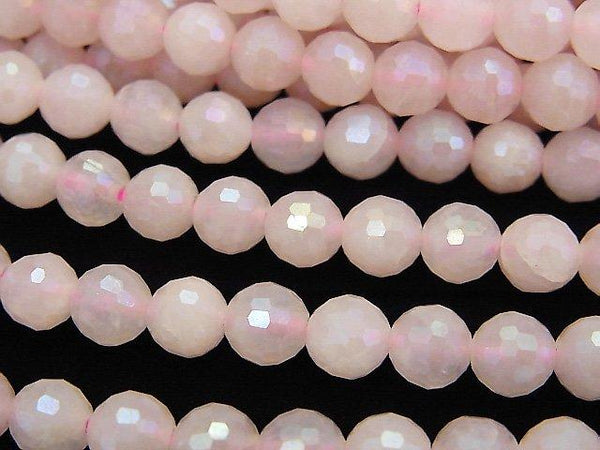 [Video] High Quality! Flash, Rose Quartz 128Faceted Round 6mm 1strand beads (aprx.15inch / 38cm)