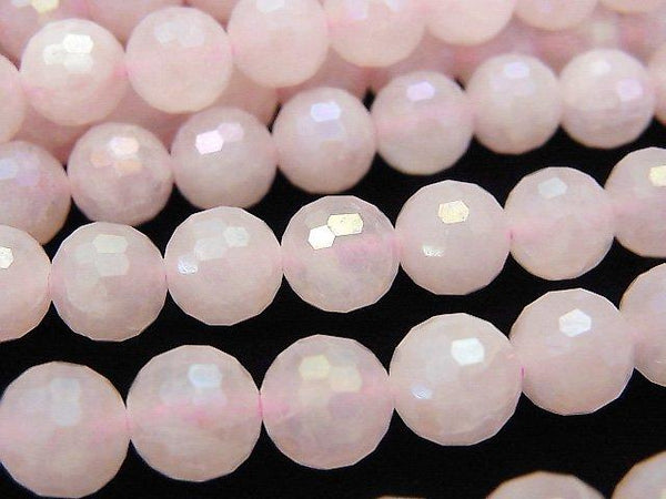 [Video] High Quality! Flash, Rose Quartz 128Faceted Round 8mm 1strand beads (aprx.15inch / 38cm)