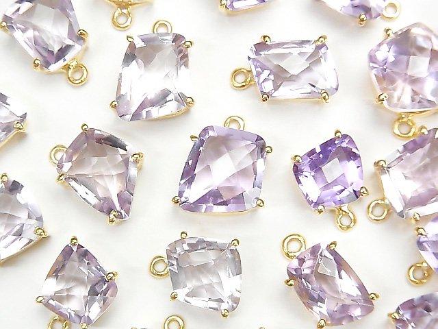 [Video] High Quality Pink Amethyst AAA Bezel Setting Fancy Shape Faceted 18KGP 1pc