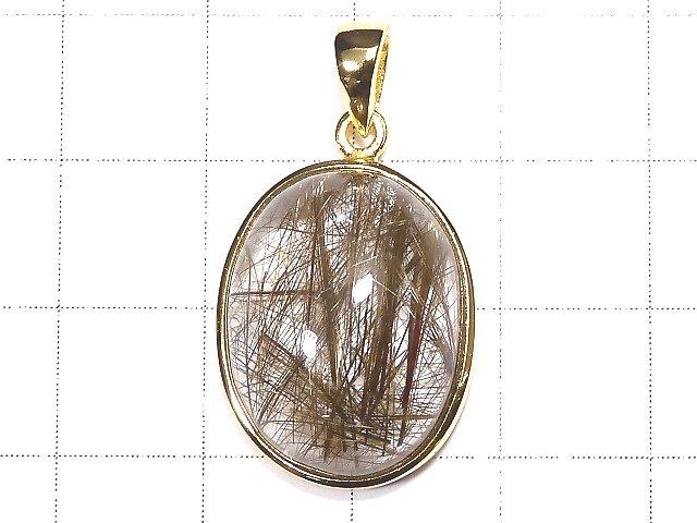 [Video] [One of a kind] Brown Rutilated Quartz AAA Pendant 18KGP NO.26