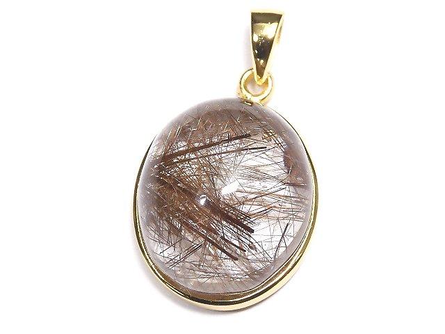 [Video] [One of a kind] Brown Rutilated Quartz AAA Pendant 18KGP NO.30