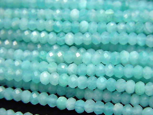 [Video] High Quality! Amazonite Silica AA++ Faceted Button Roundel 3x3x2mm 1strand beads (aprx.15inch / 38cm)