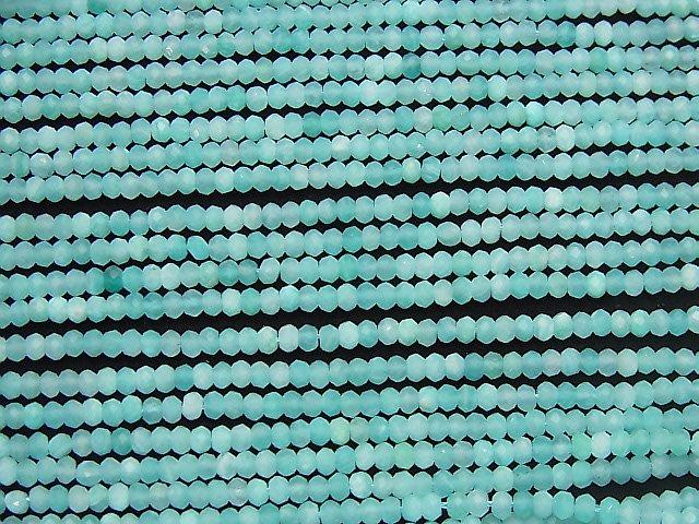 [Video] High Quality! Amazonite Silica AA++ Faceted Button Roundel 3x3x2mm 1strand beads (aprx.15inch / 38cm)