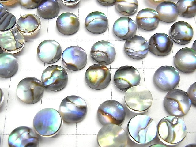 [Video] Abalone Shell x Crystal AAA Round Cabochon 8x8mm 3pcs