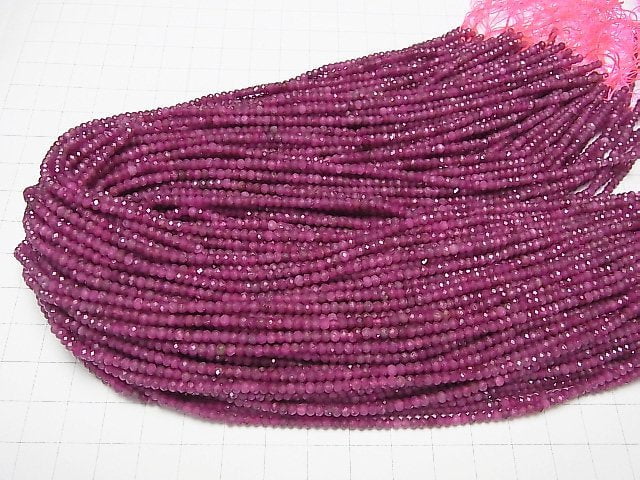 [Video] High Quality! Ruby AA+ Faceted Button Roundel 3x3x2mm 1strand beads (aprx.15inch / 37cm)